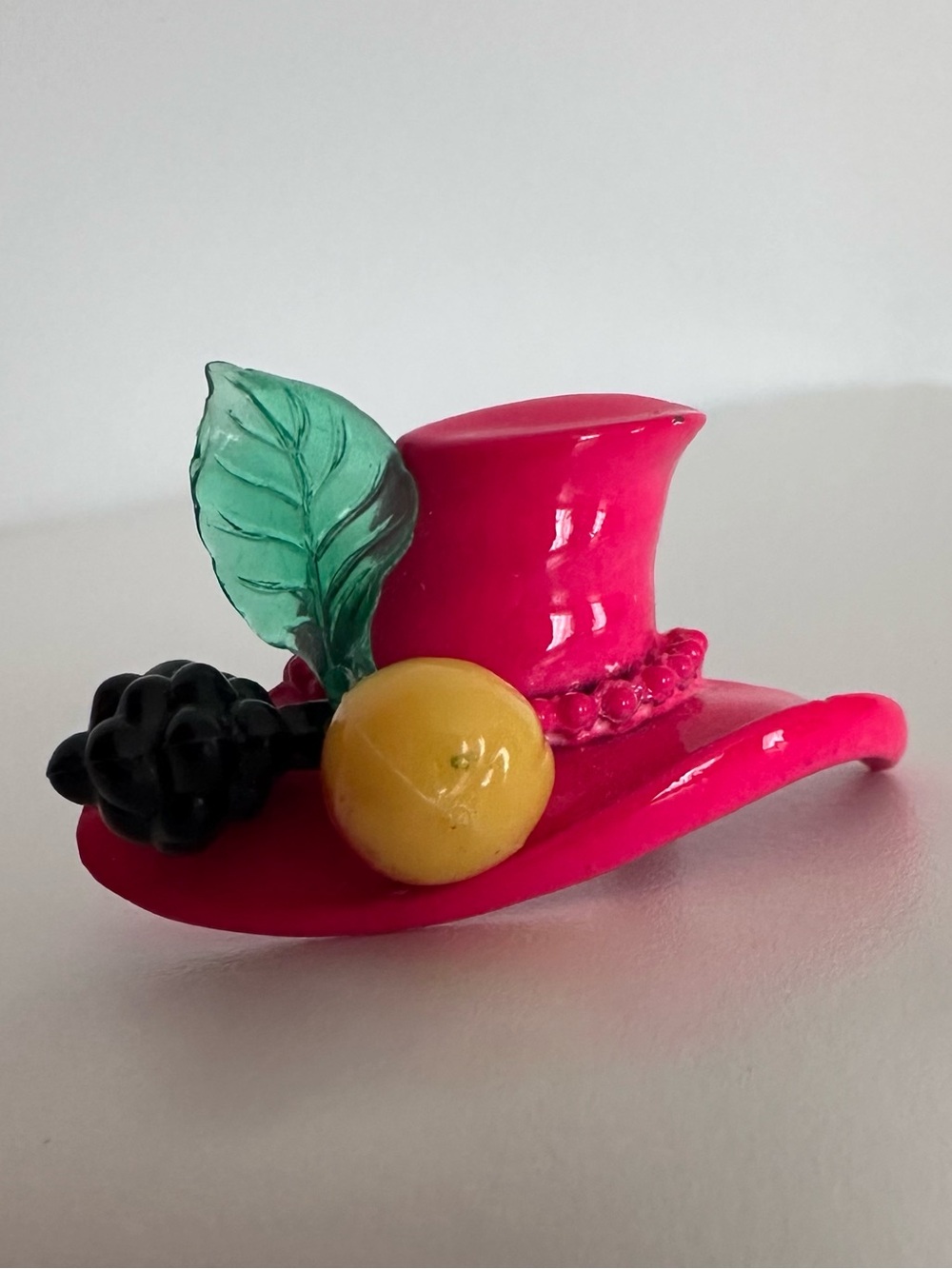 Hat with fruits Enamel Brooch